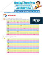 Lectura y Escritura de Numeros Del 601 Al 999 para Primero de Primaria