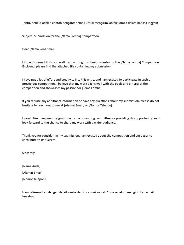 Email Template for Competition Submission | PDF | Career & Growth ...