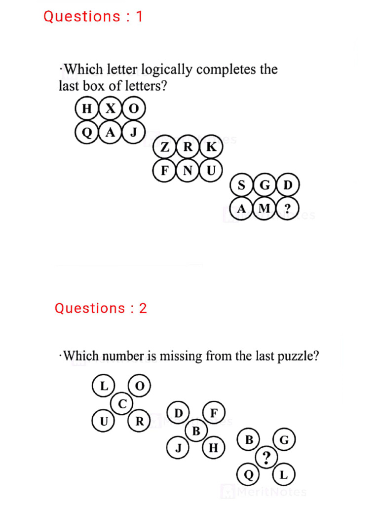 Puzzle Questions PDF