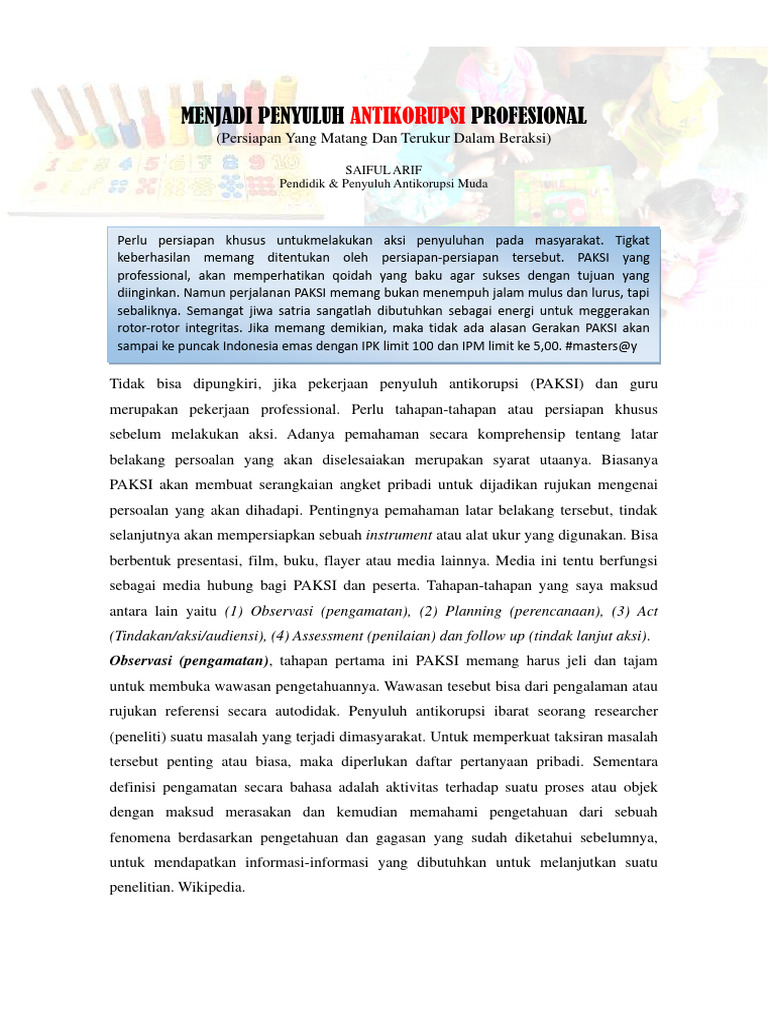 Menjadi Penyuluh Antikorupsi Profesional Pdf
