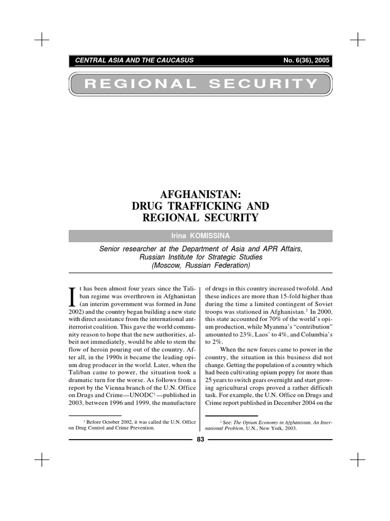 Afghanistan Drug Trafficking and Regional Security | PDF