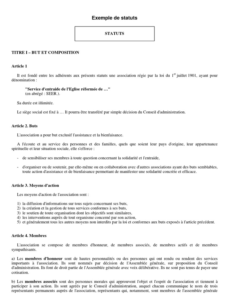 Modèle de statuts d'association religieuse | PDF | Droit