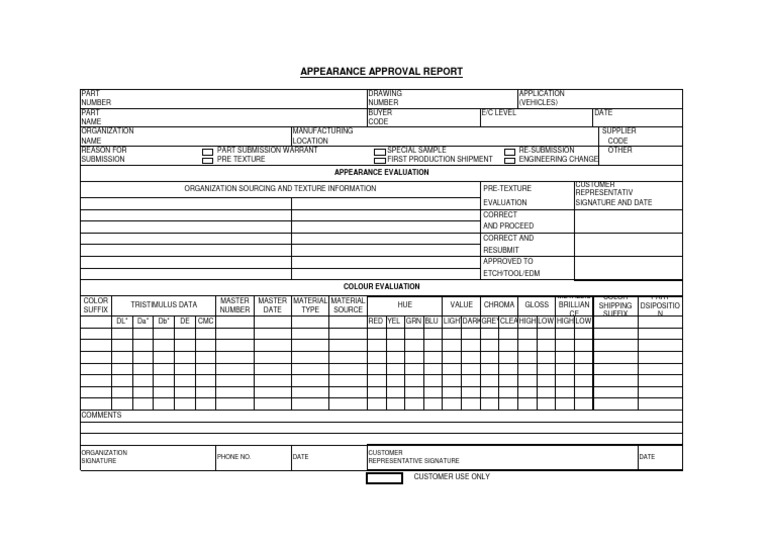 Appearance Approval Report Format | PDF