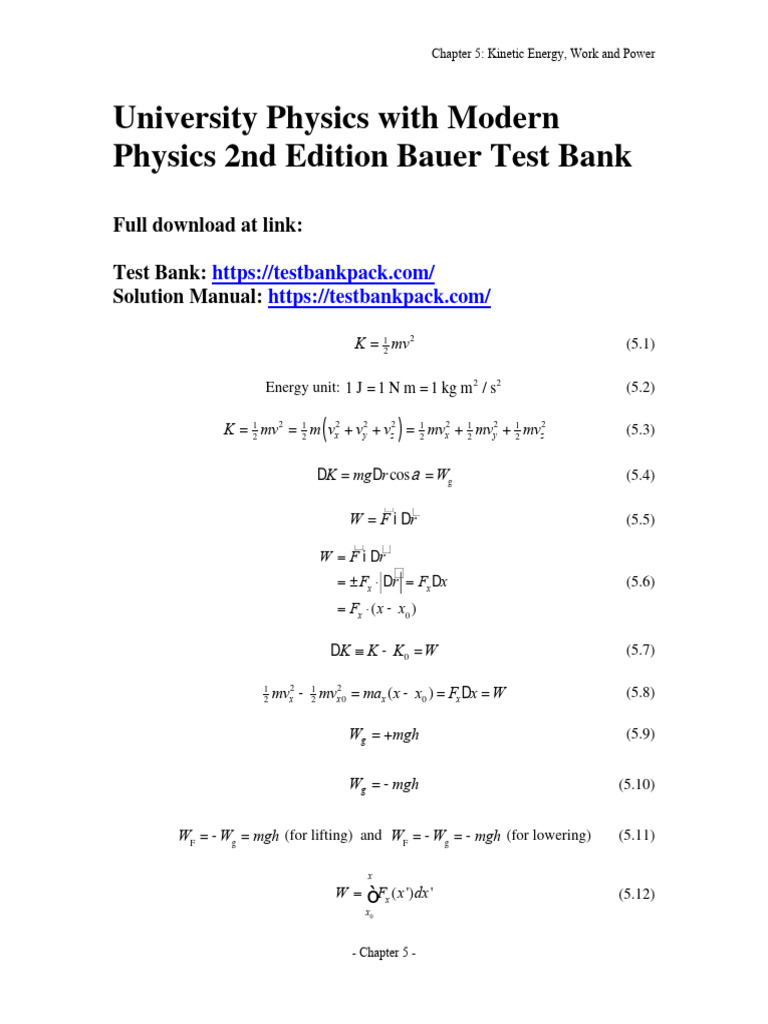 University Physics With Modern Physics 2nd Edition Bauer Test Bank 1 PDF