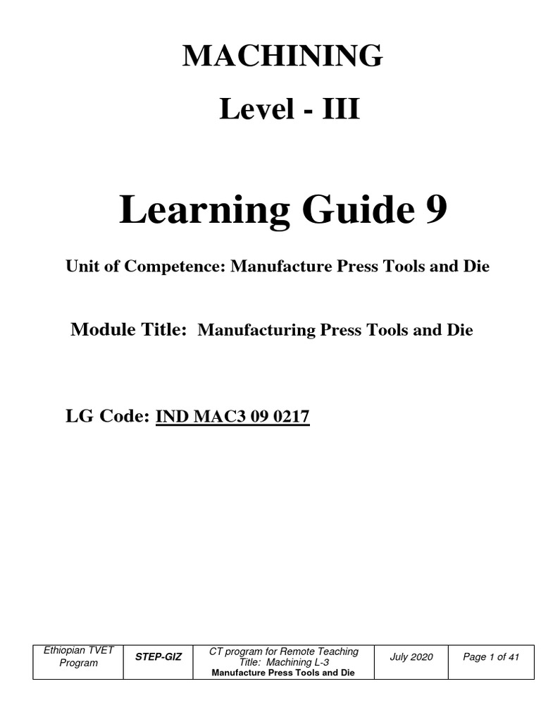 Manufacture Press Tools and Die PDF