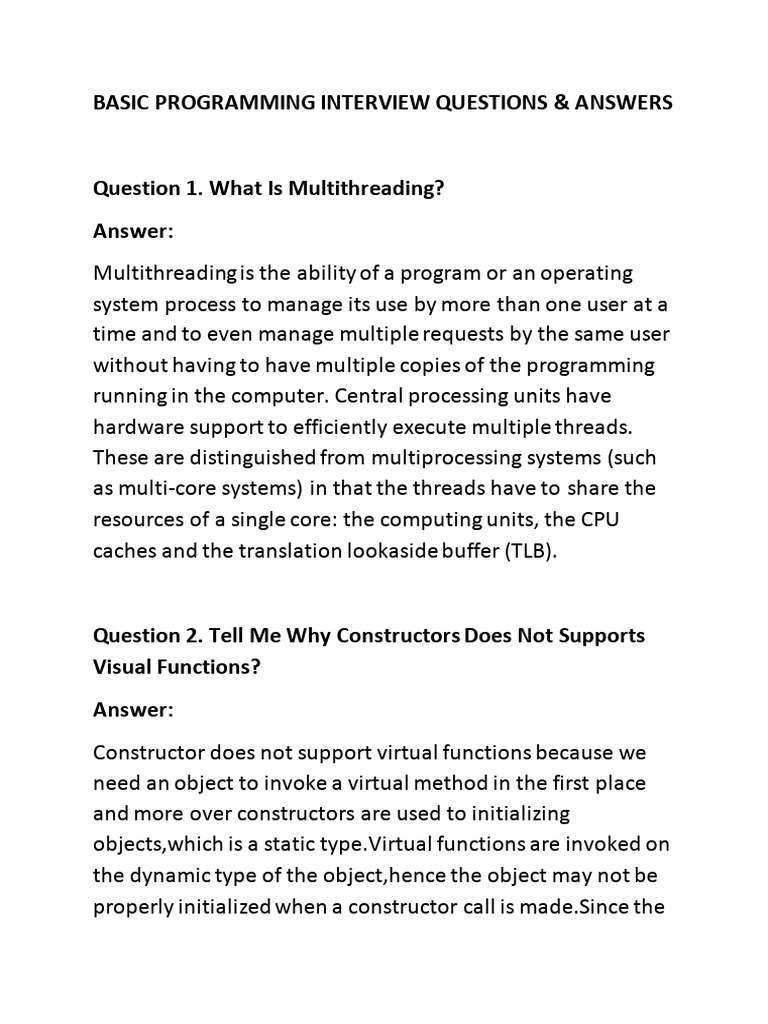 Basic Programming Interview Questions | PDF