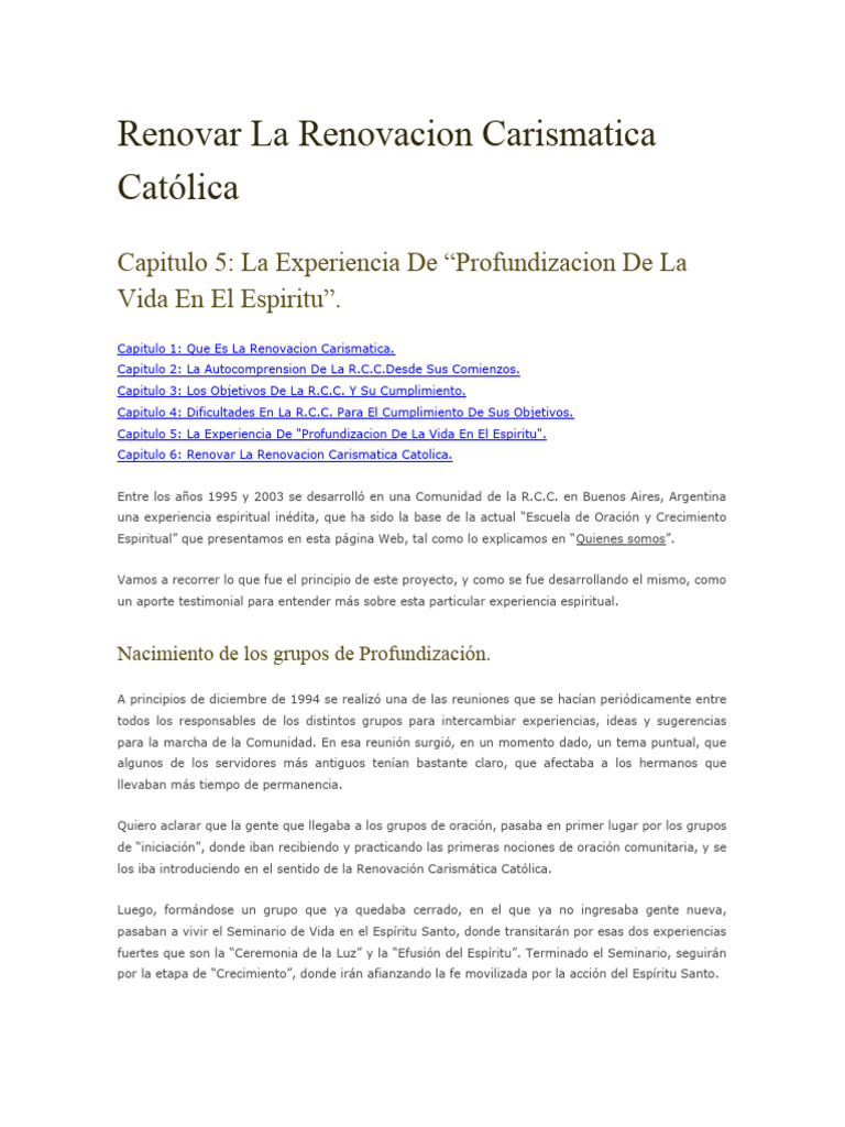 Renovar La Renovacion Carismatica Católica 5 Pdf