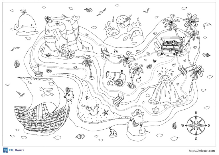Detailed Treasure Map Coloring Pages 2 | PDF