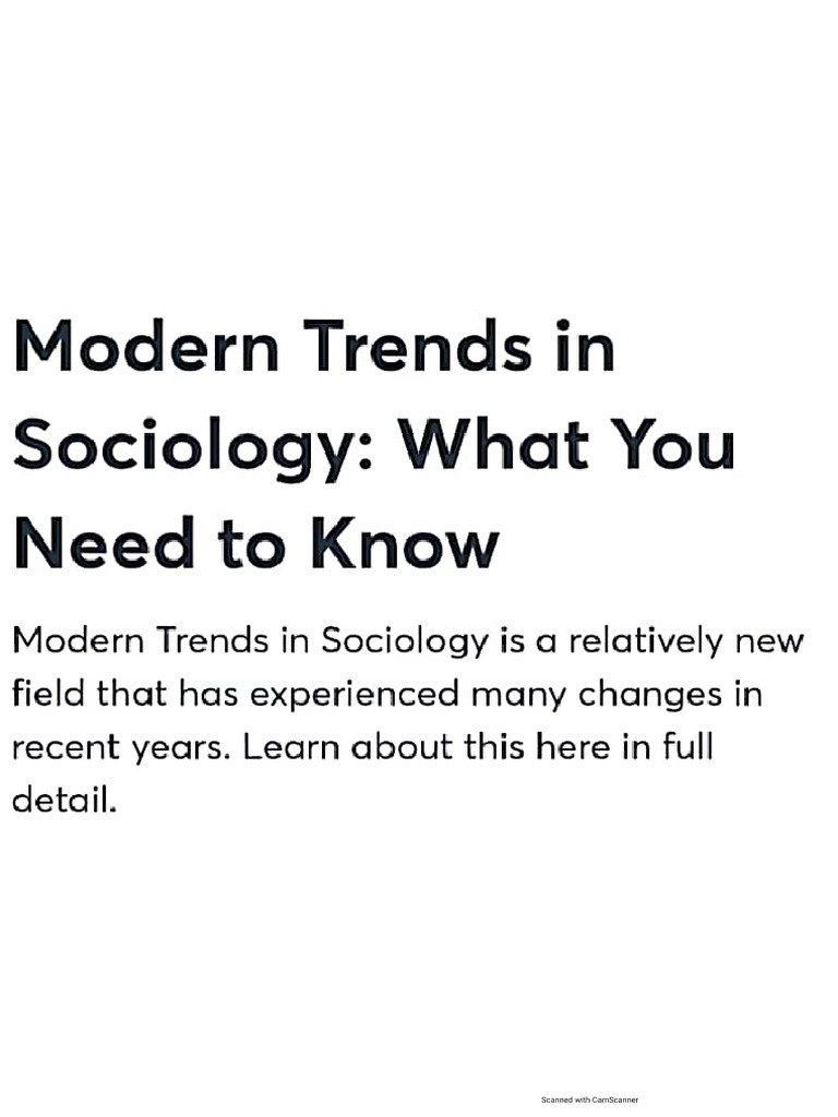 Recent Trends in Sociology PDF