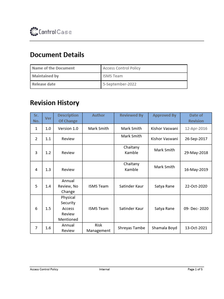 Access Control Policy v 2 0 PDF
