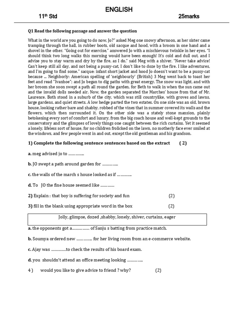 11th Ut English | PDF
