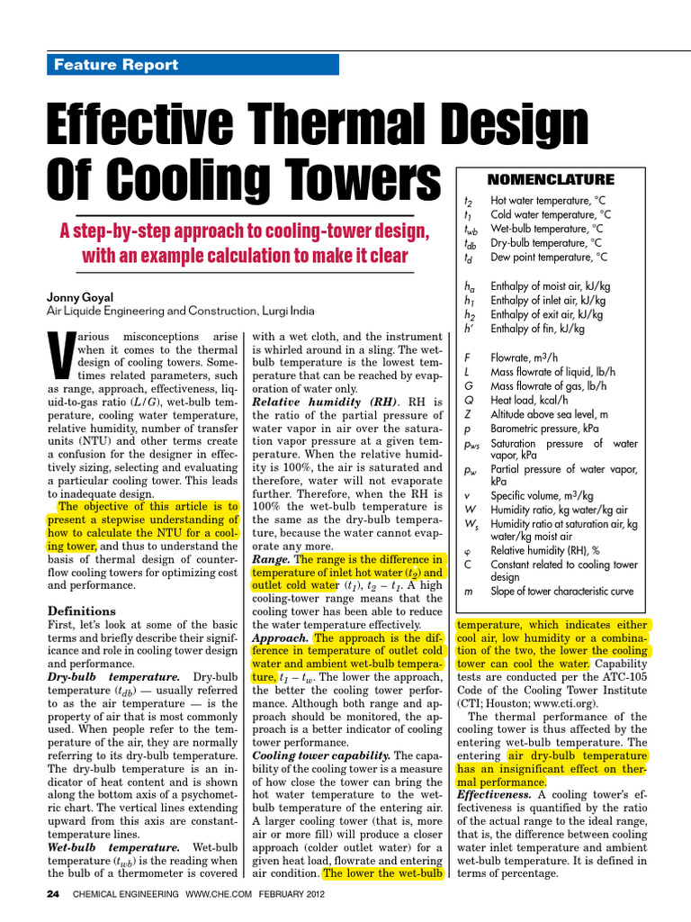 Cooling Tower Design Feb 2012 | PDF