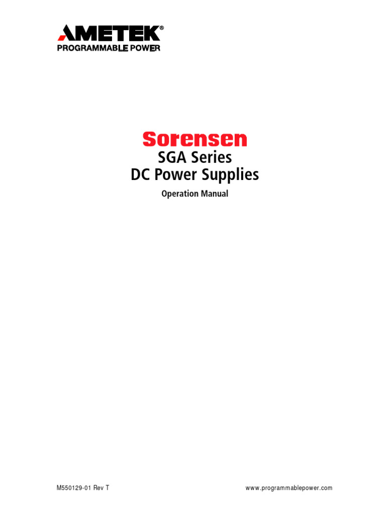 SGA-Series Operation Manual M550129-01 | PDF