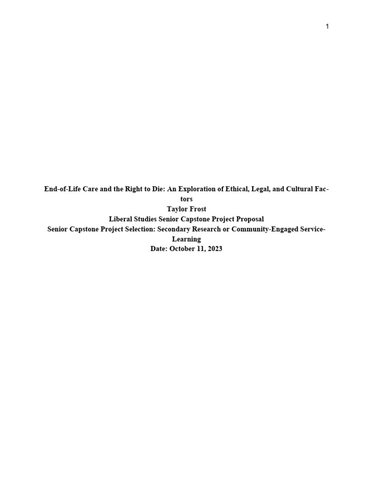 End-Of-Life Care and The Right To Die An Exploration of Ethical Legal 