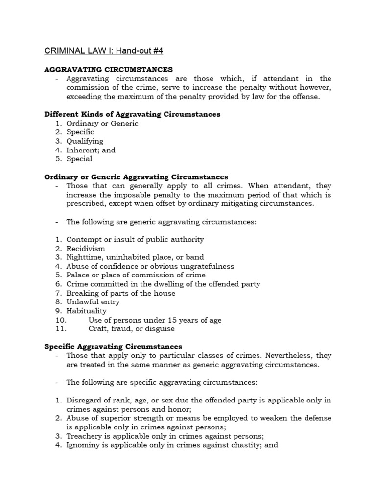 Types of Aggravating Circumstances in Criminal Law | PDF | Law