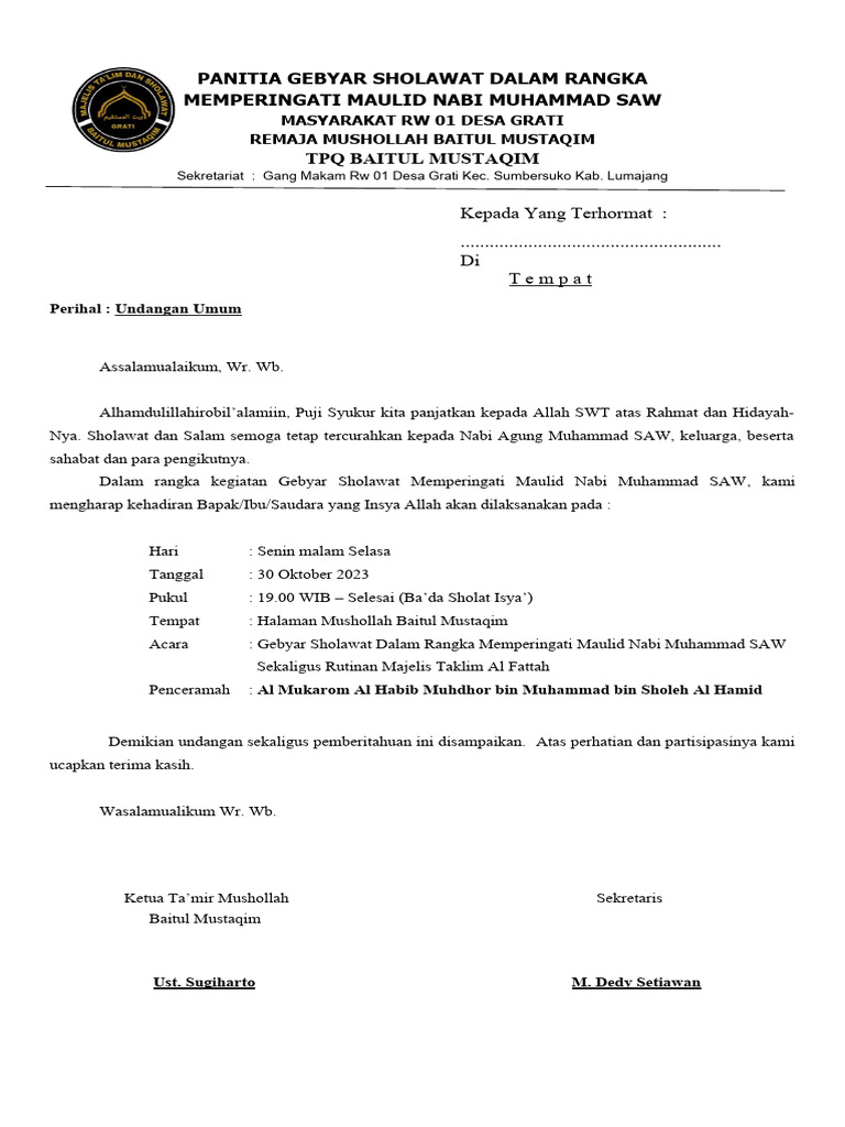 Undangan Pengajian Umum | PDF