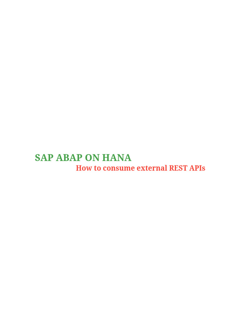 ABAP How To Consume External REST APIs PDF
