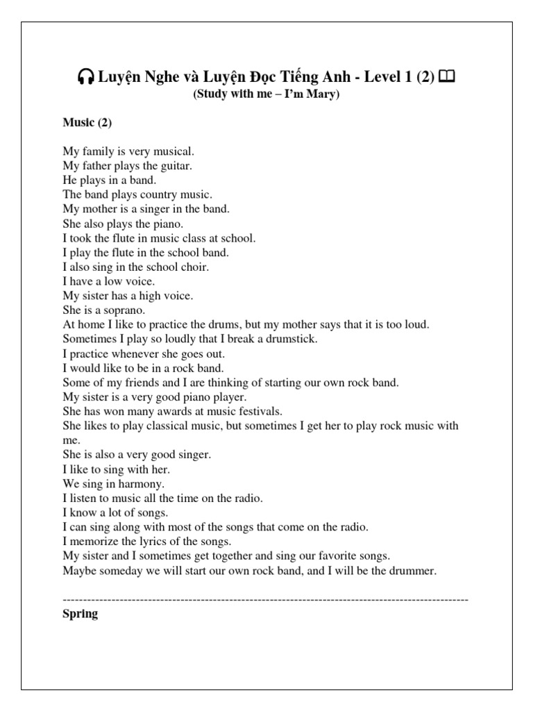 Luyб N Nghe Vг Luyб N дђб ќc Tiбєїng Anh Level 1 Pdf