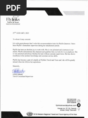 RECOMMENDATION LETTER