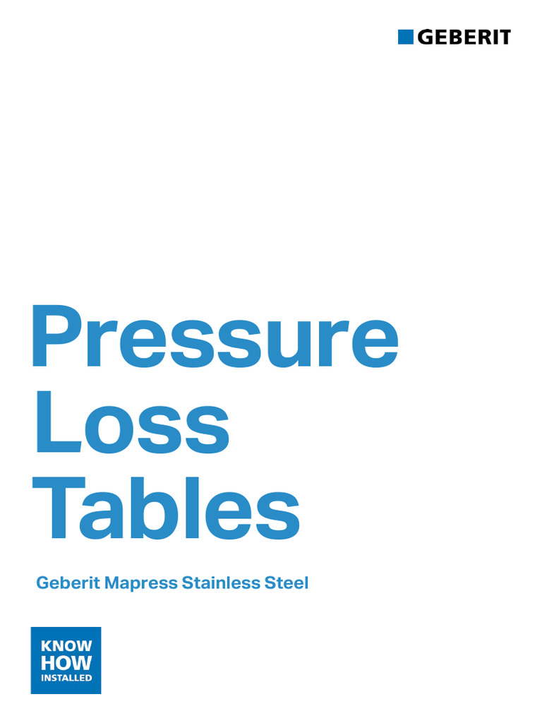Geberit Mapress Pressure Loss Tables | PDF | Viscosity | Pressure