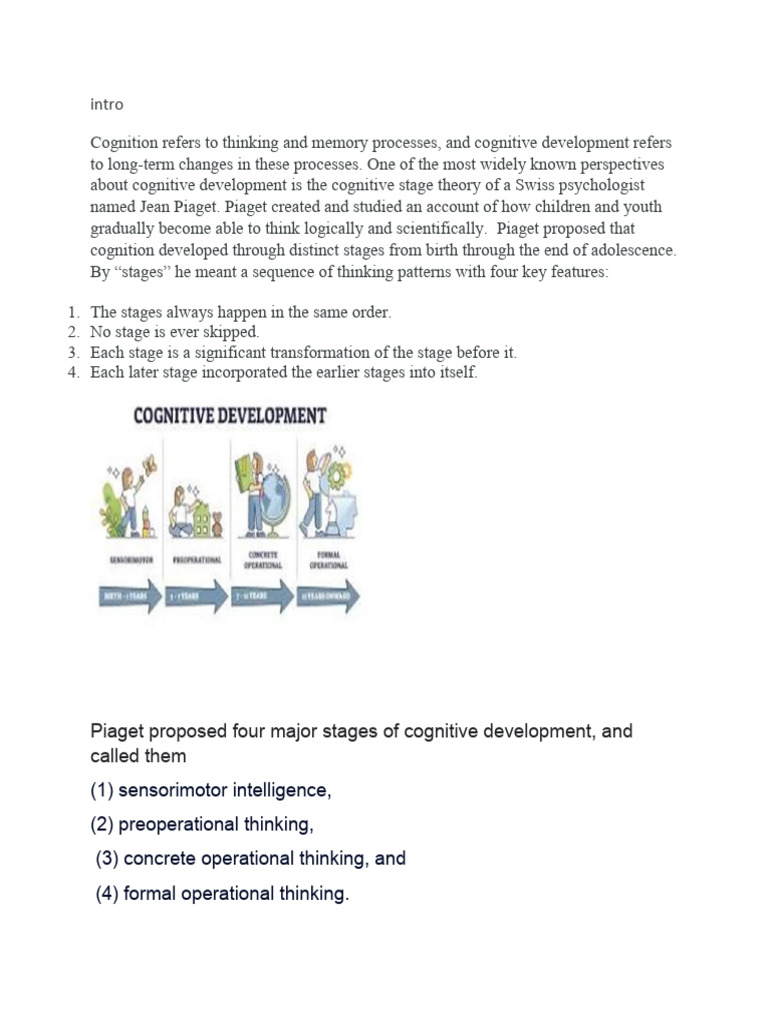 Piaget's Stages of Cognitive Development | PDF | Career & Growth ...