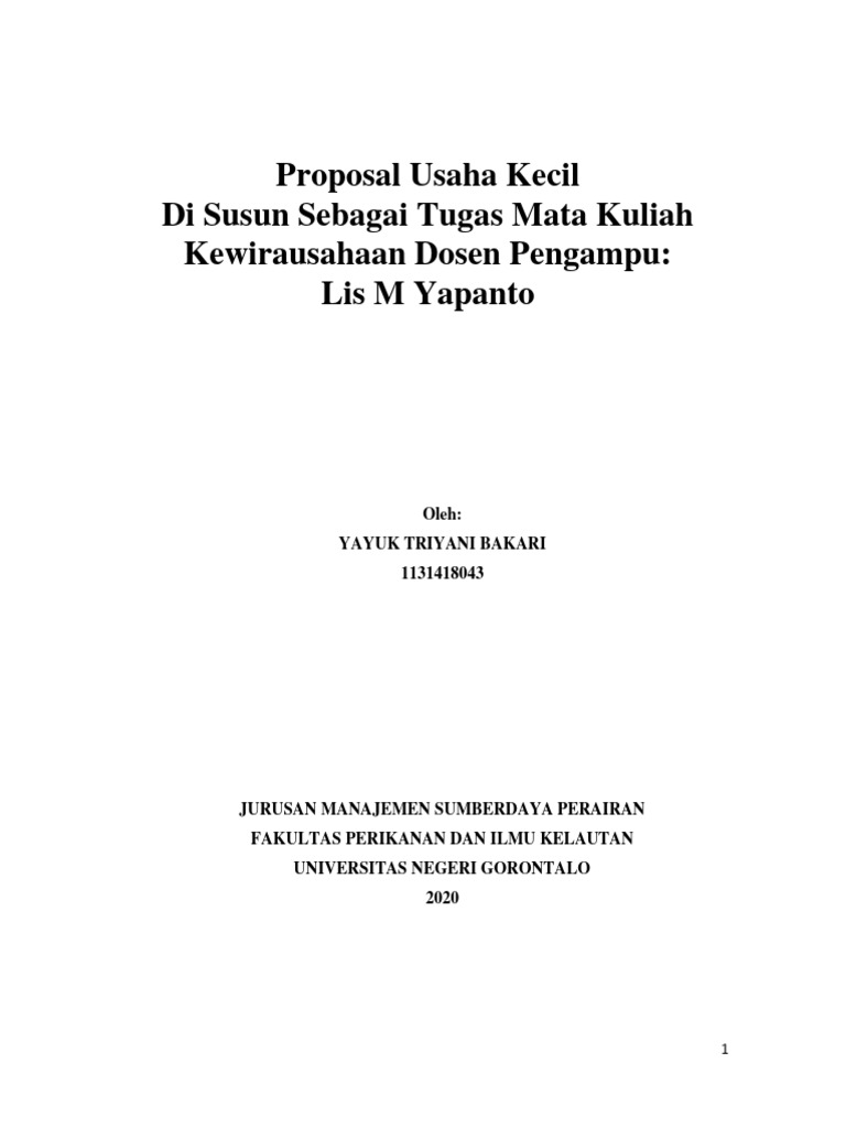 Proposal Usaha Kecil | PDF | Karier & Perkembangan | Bisnis