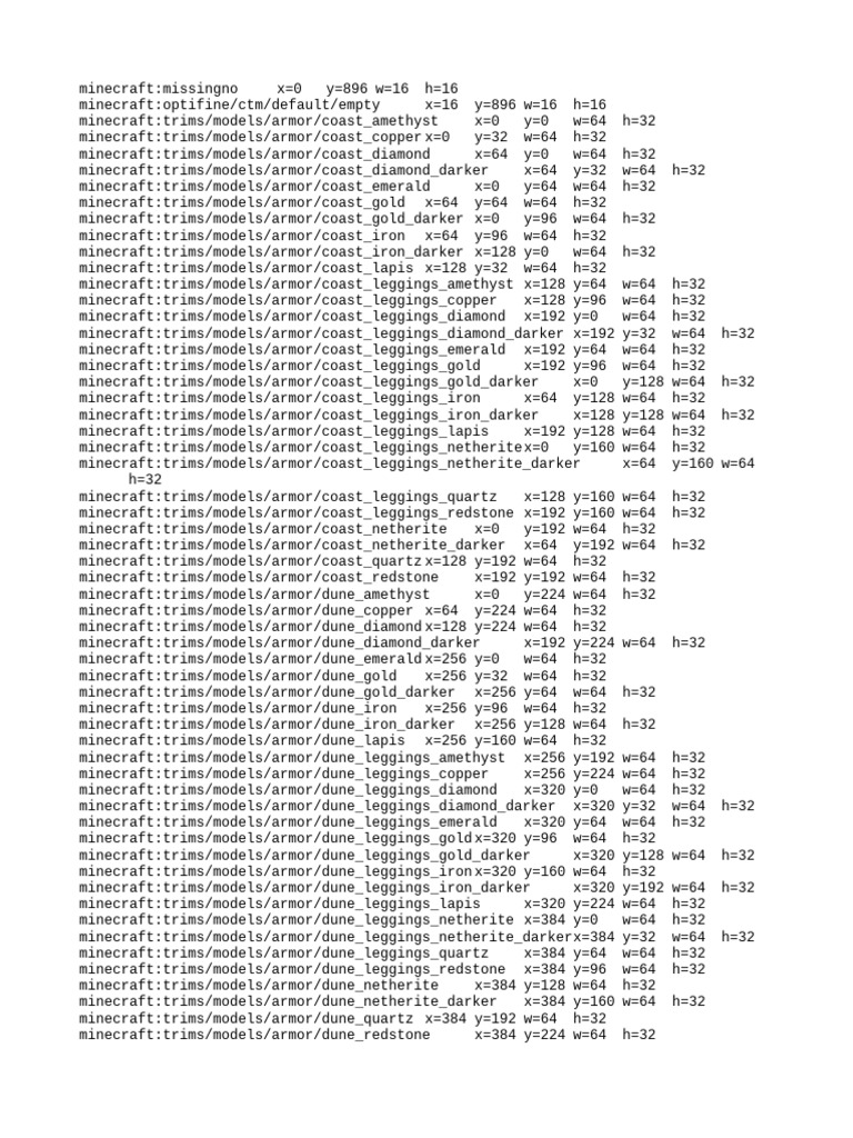 Minecraft Textures Atlas Armor Trims | PDF | Video Game Franchises ...