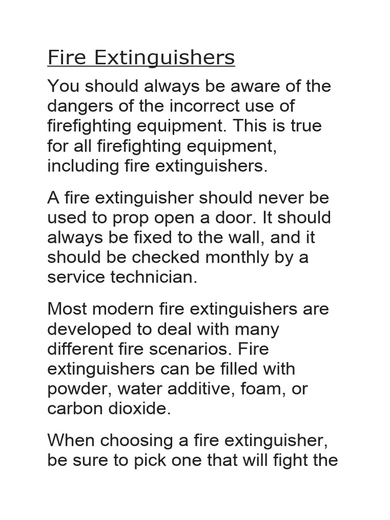 Fire Safety Equipment Summary PDF