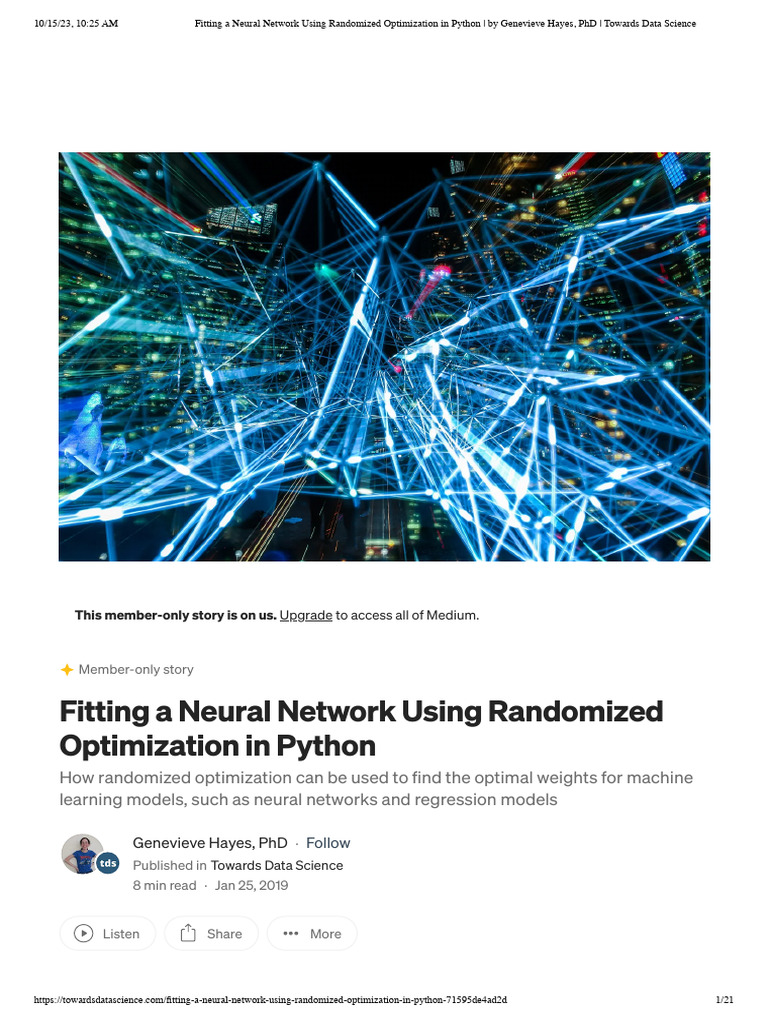 Fitting A Neural Network Using Randomized Optimization in Python | PDF