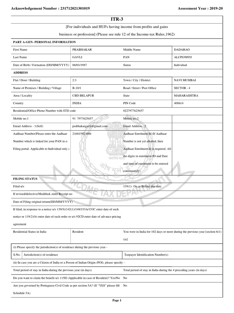 ITR-3 Form | PDF