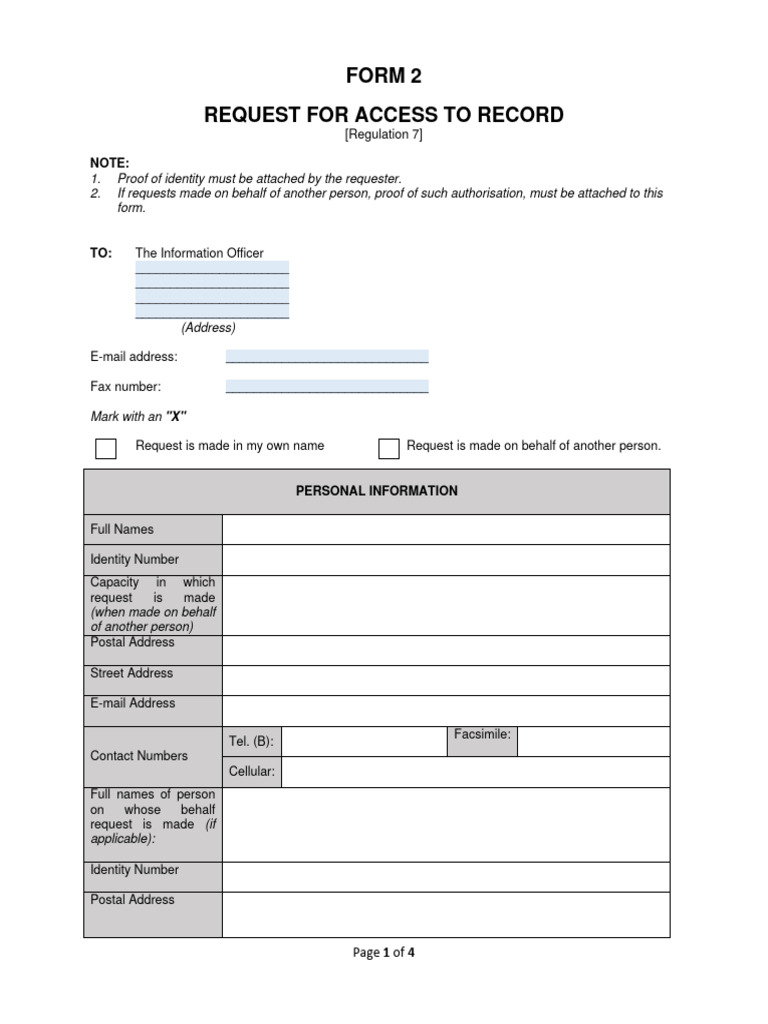 Access Request Form for Records | PDF | Fax | Computing