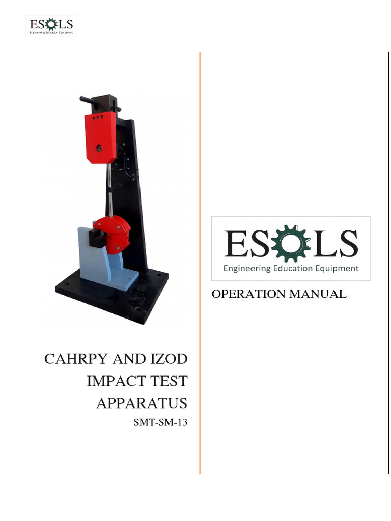 Pendulum Impact Tester Manual ESOLS PDF