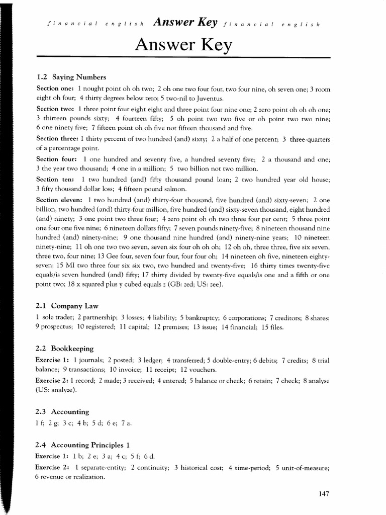 Financial English Answers | PDF