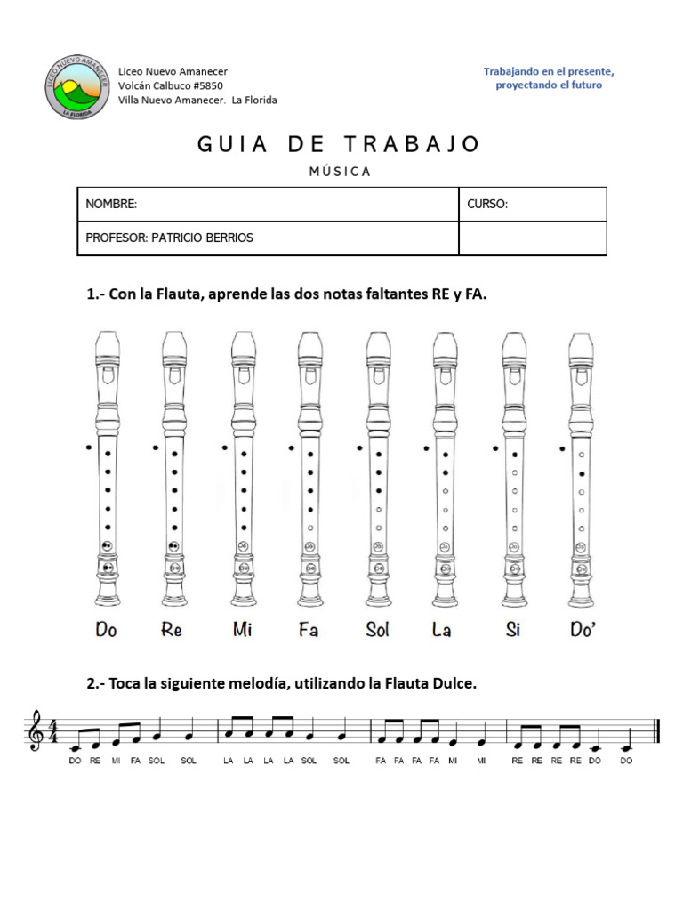 Guía de Trabajo para Flauta Dulce | PDF