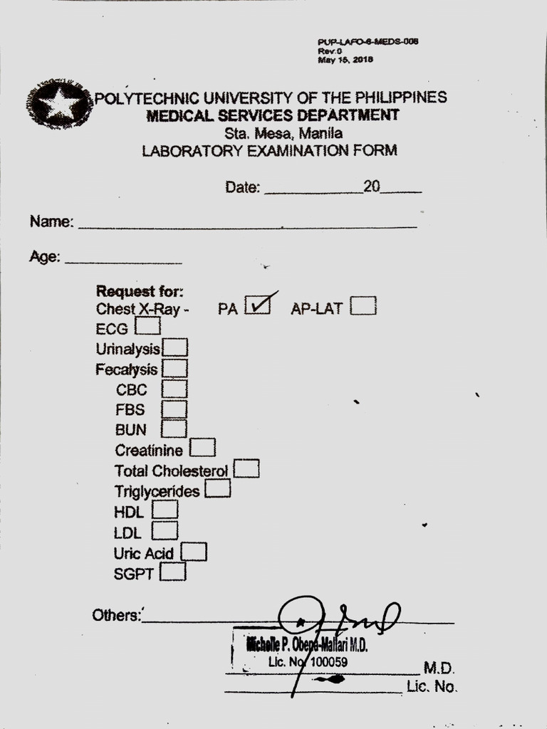 (REQUEST FORM) Chest XRay PDF