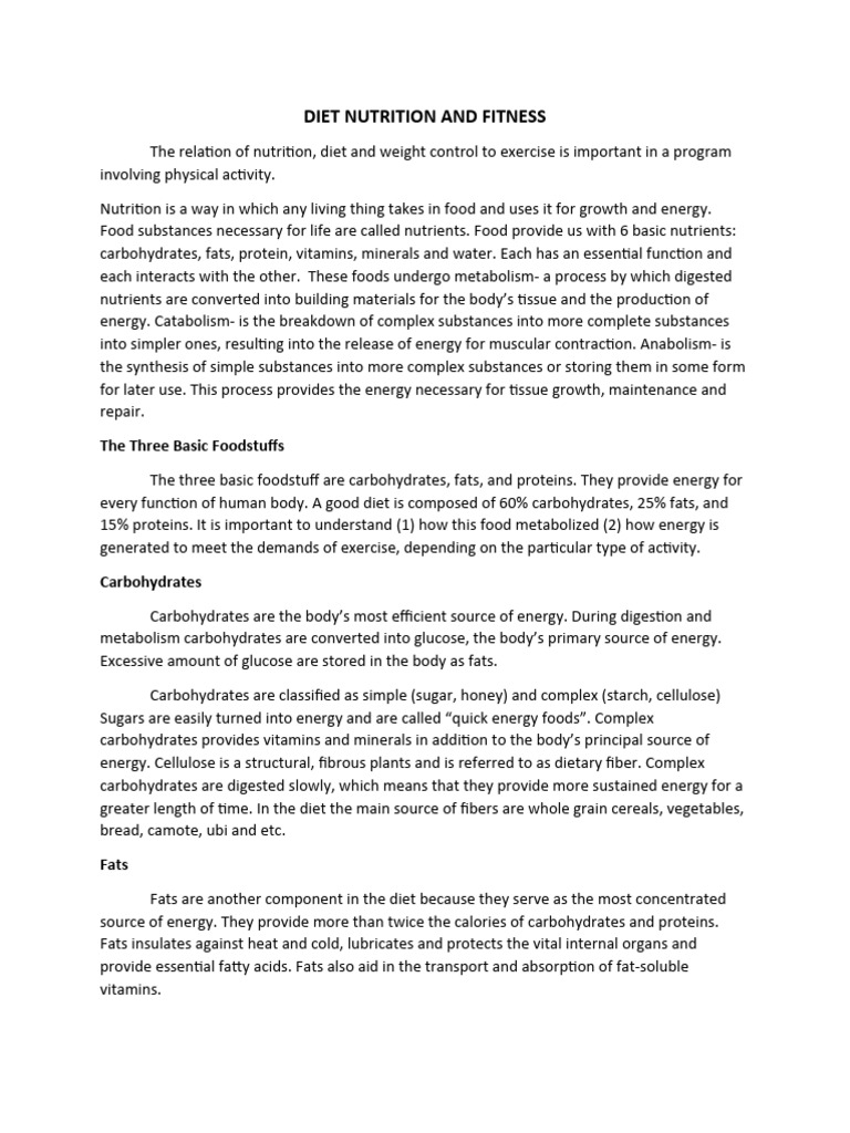 Nutrition and Fitness Essentials Guide | PDF | Food Energy | Carbohydrates