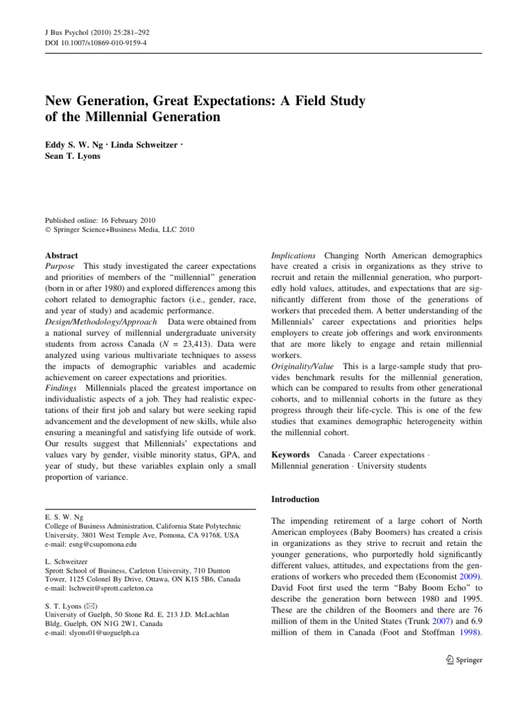 A Field Study of The Millenial Generation | PDF