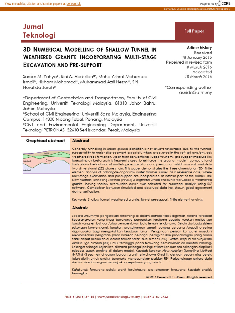 3D Modelling of Shallow Tunnel Excavation | PDF | Tunnel | Computer ...