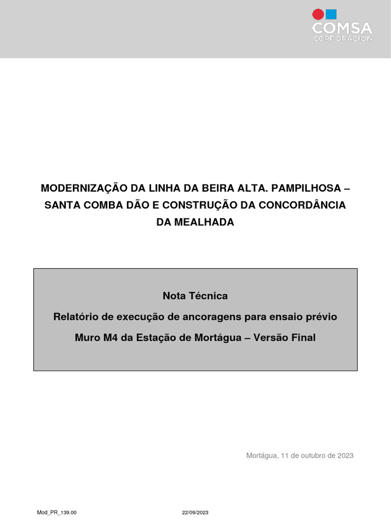 Nota Técnica - Relatório de Execução de Ancoragens para Ensaio Prévio | PDF