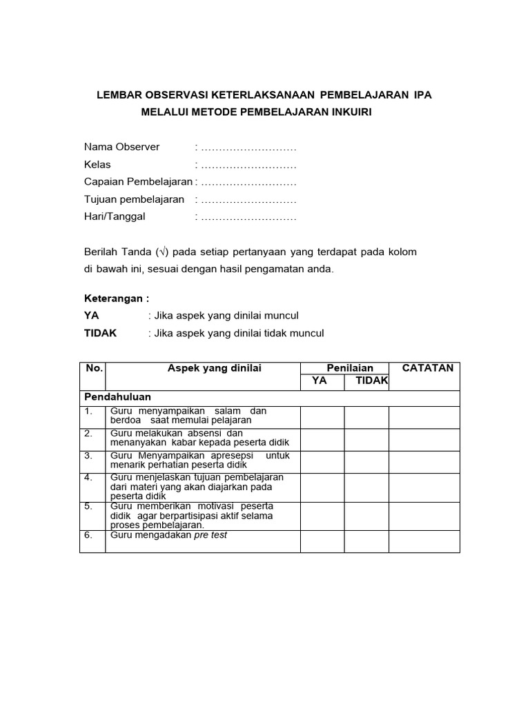 3.lembar Instrumen Ceklis | PDF