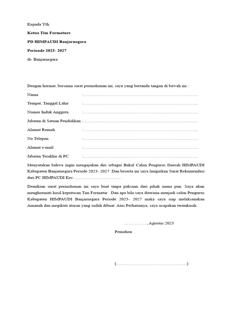 Surat Permohonan Dan Rekomendasi | PDF