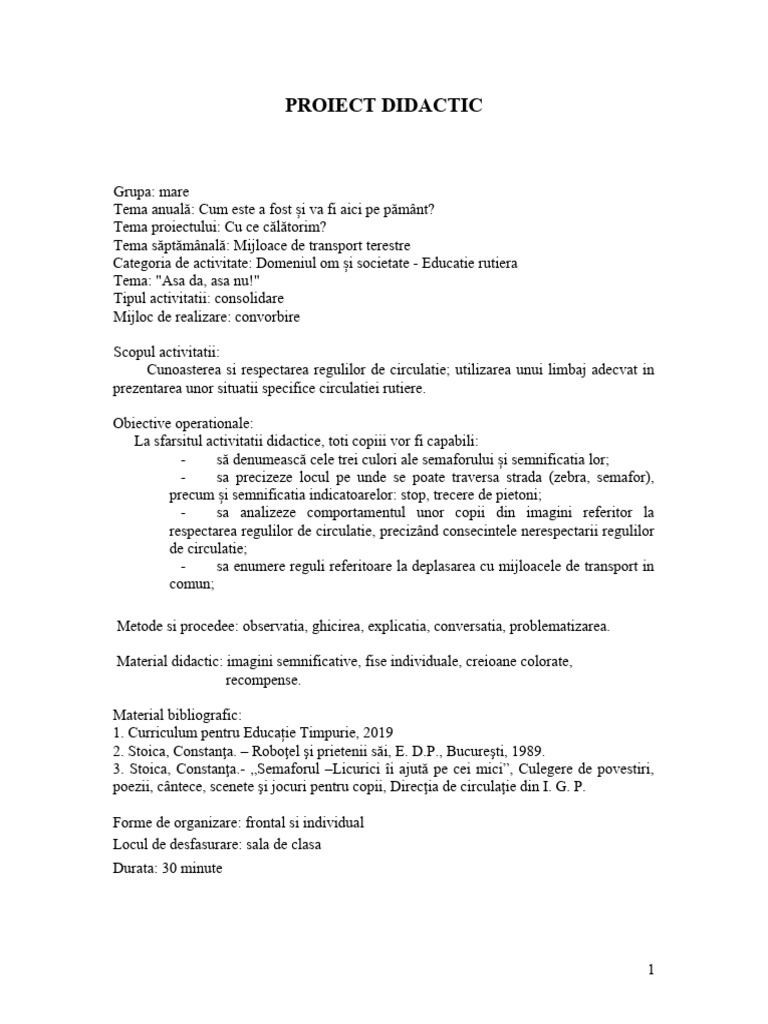 Proiect Didactic Asa Da Asa Nu | PDF