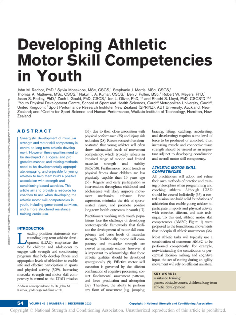 Youth Athletic Motor Skill Development | PDF