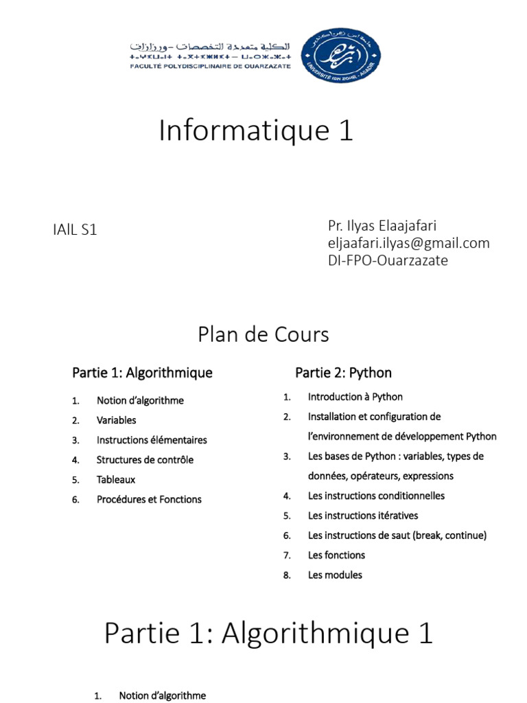 Cours d'Algorithmique en Python | PDF
