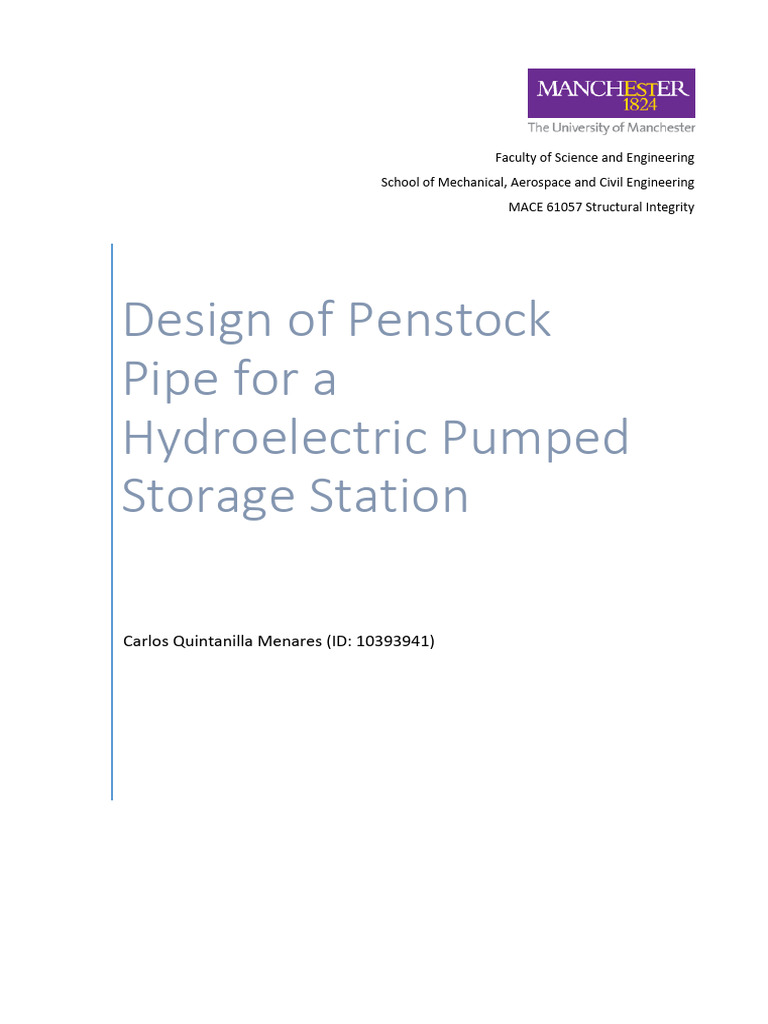 Design of Penstock Pipe For A Hydroelectric Pumping Storage Station | PDF