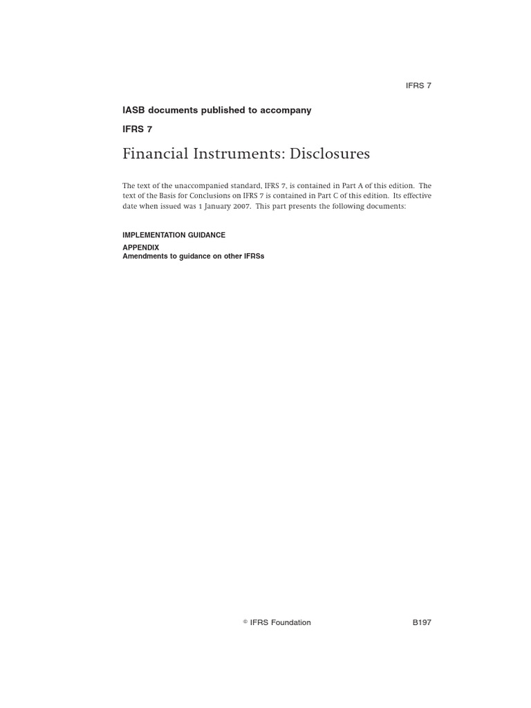 IFRS 7 Implementation Guidance | PDF | Fair Value | Financial Risk