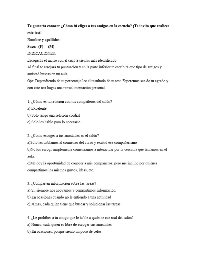 Test sobre compa erismo pdf