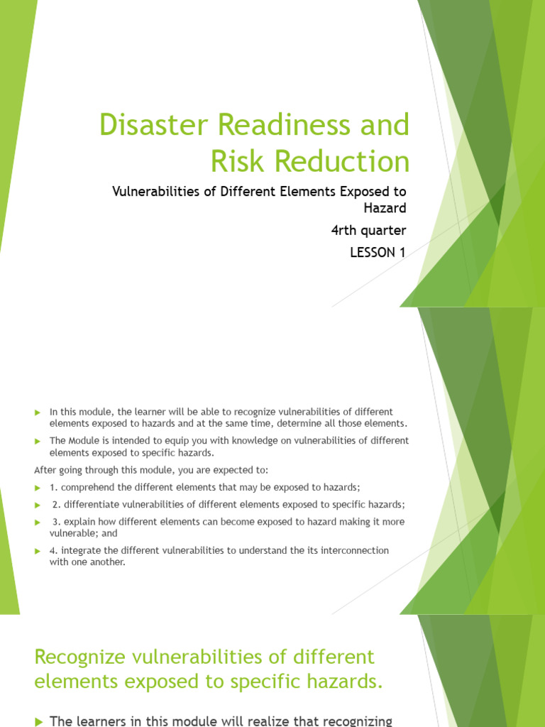 Lesson1 Vulnerabilities Of Different Elements Exposed To Hazard