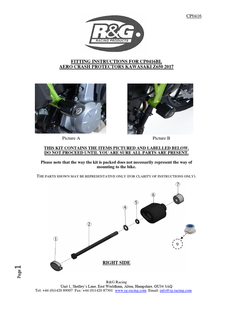 Cp0416bl Issue3 Fitting Instructions Kawasaki z650 17 PDF Legal