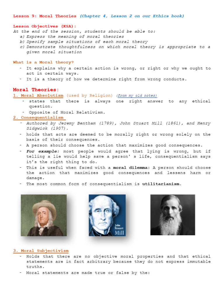 Understanding Moral Theories in Ethics | PDF | Virtue Ethics ...